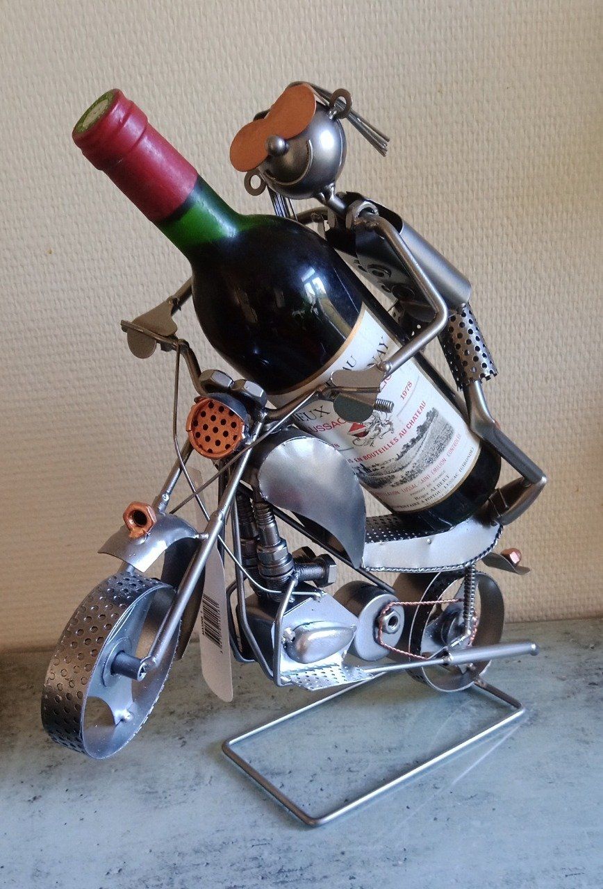 Porte-bouteille Motard avec moto
