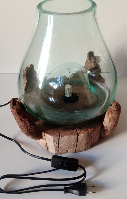 VERRE SOUFFLE sur BOIS FLOTTE