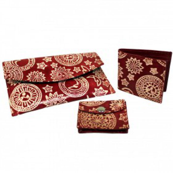 Portefeuilles 3 en 1 cuir recyclé rouge