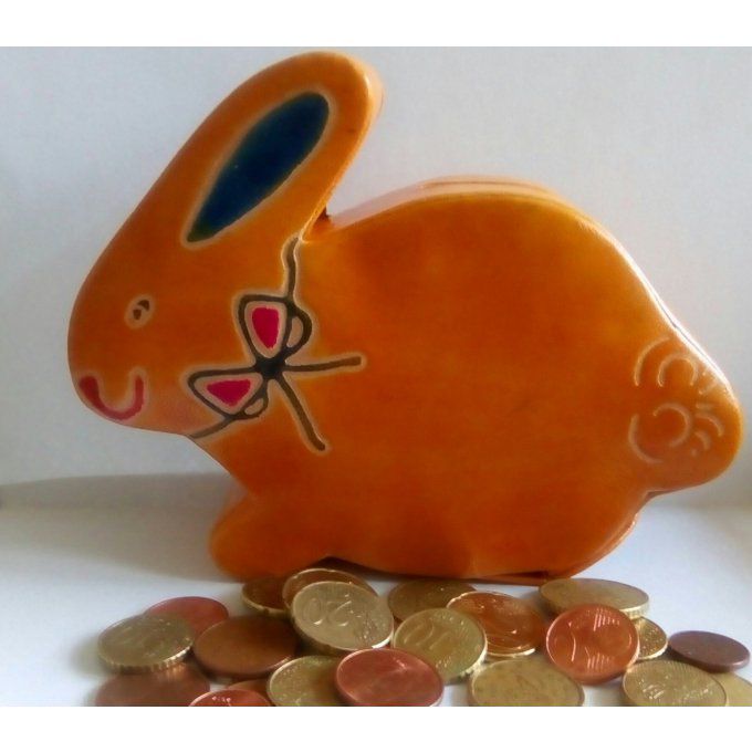 Tirelire Lapin en cuir recyclé.